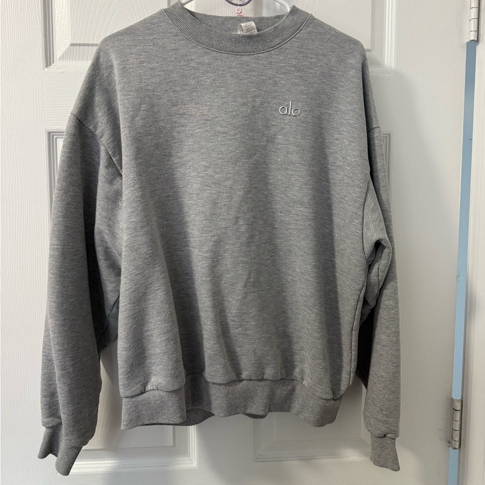 alo accolade crewneck pullover grey